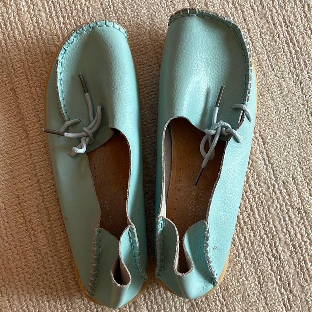 Robin blue shoes.no markings on inside but they are leather